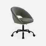 Chaise de bureau ronde à roulettes en velours gris, Pam, L 59 x P 60 x H 79 / 89cm Photo4