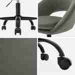 Chaise de bureau ronde à roulettes en velours gris, Pam, L 59 x P 60 x H 79 / 89cm Photo6