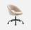 Chaise de bureau ronde à roulettes en velours blanc cassé  | sweeek