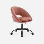 Cadeira de escritório redonda com rodízios em veludo rosa antigo, Pam, L 59 x P 60 x A 79 / 89cm. Photo4