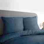 Bettwäsche-Set aus vorgewaschener Mikrofaser in nachtblau 240 x 220 cm für Doppelbetten, 1 Bettbezug und 2 Kissenbezüge Photo2