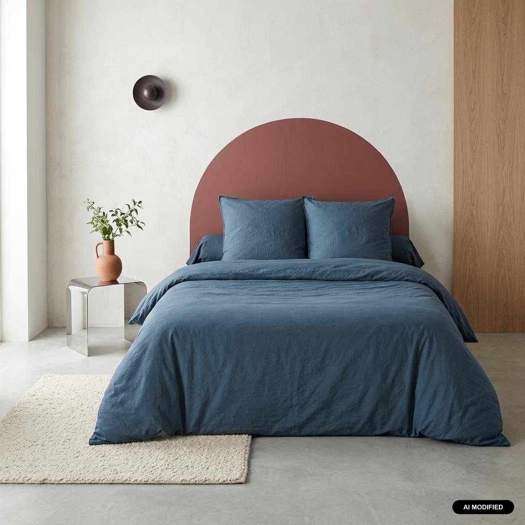 Jogo de cama em microfibra lavada azul meia-noite - 220x240x220 cm Photo1