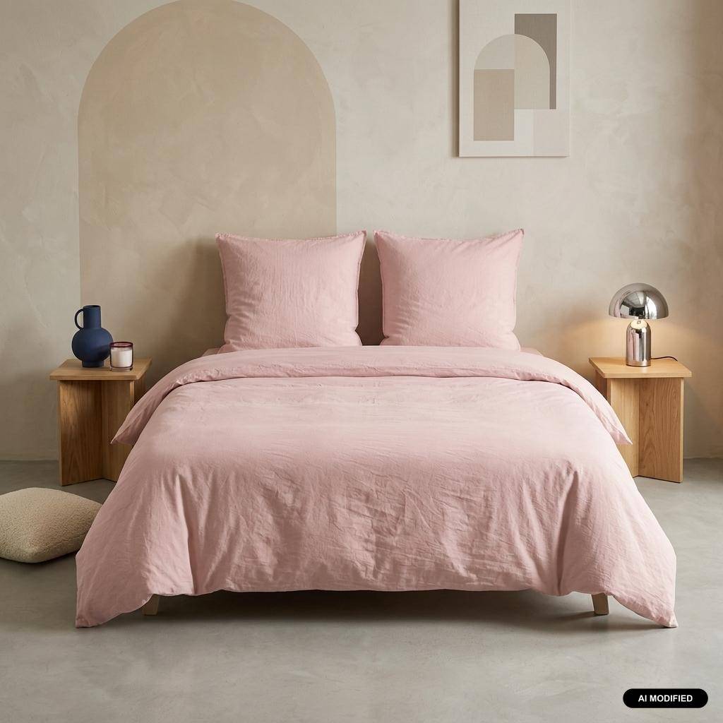 Jogo de cama em microfibra lavada rosa pó - 220x240x220 cm Photo1
