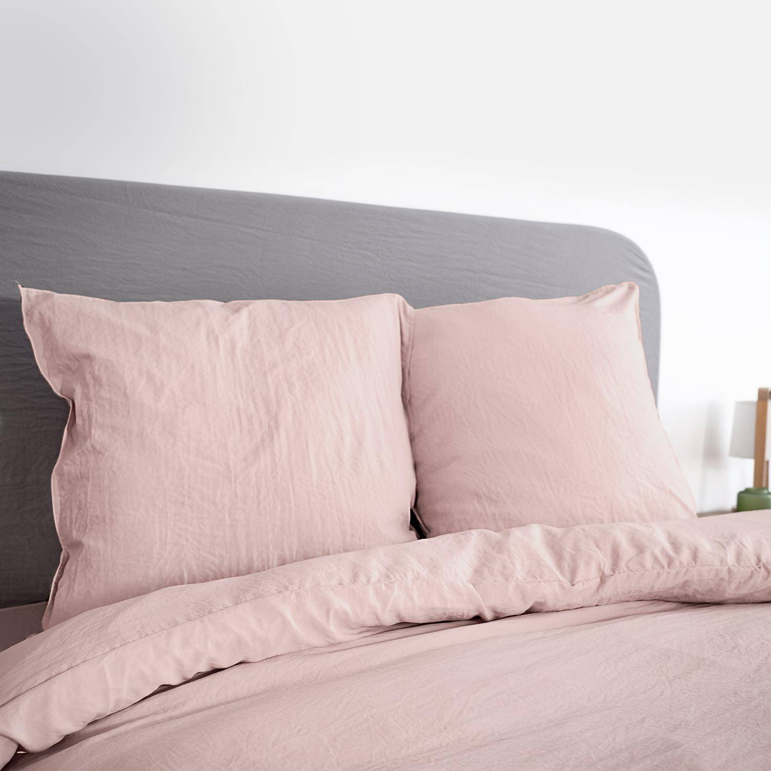 Bettwäsche-Set aus vorgewaschener Mikrofaser in rosa 240 x 220 cm für Doppelbetten, 1 Bettbezug und 2 Kissenbezüge,sweeek,Photo1