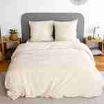 Parure de lit en microfibre lavée, sable, 240 x 220cm pour lit 2 places avec 1 housse de couette et 2 taies d'oreillers Photo1
