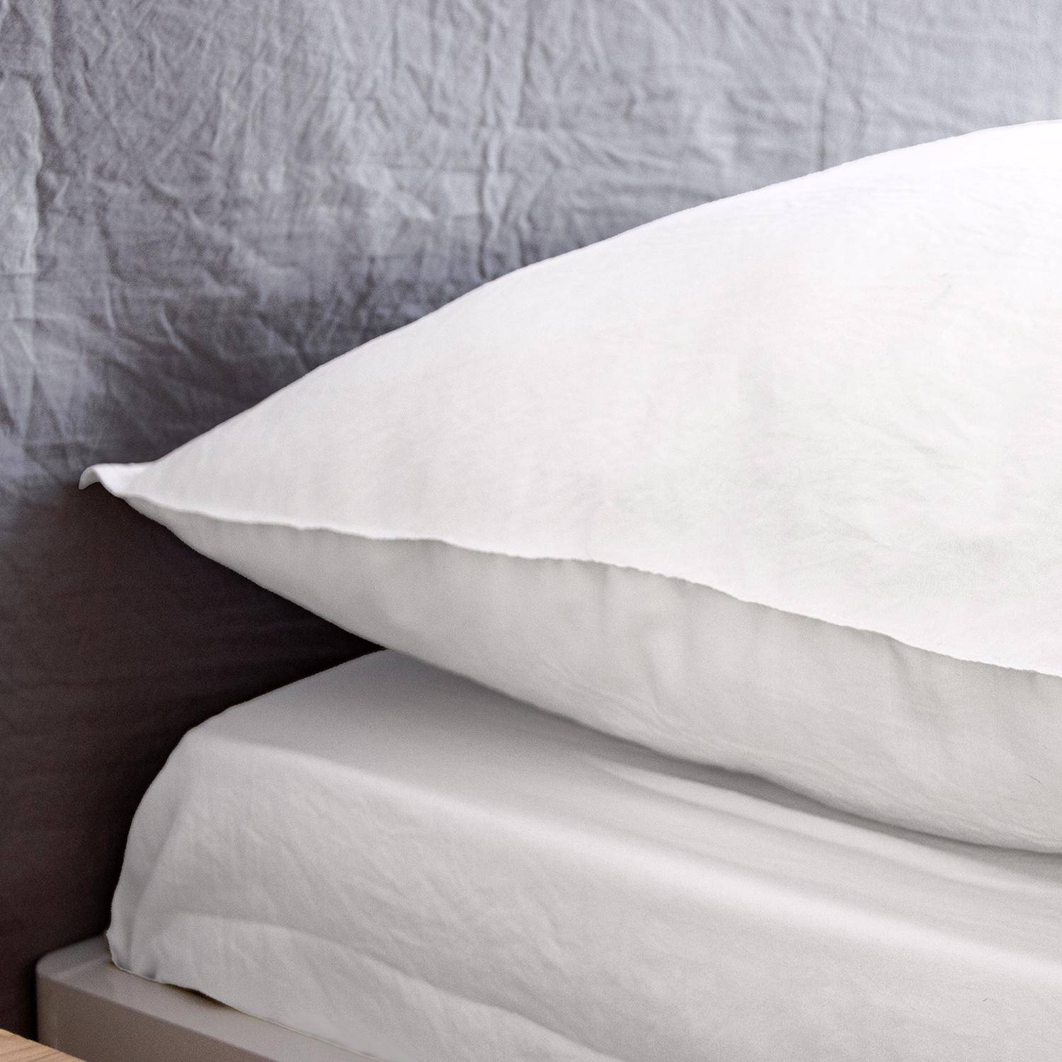 Parure de lit en microfibre lavée, blanc, 240 x 220cm pour lit 2 places avec 1 housse de couette et 2 taies d'oreillers Photo3