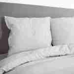 Parure de lit en microfibre lavée, gris perle, 260 x 240cm pour lit 2 places avec 1 housse de couette et 2 taies d'oreillers Photo2
