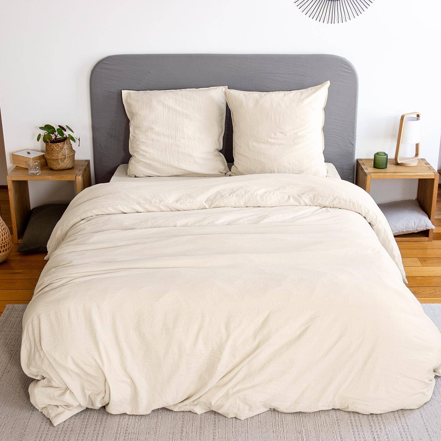 Jogo de cama em microfibra lavada areia, Luna, 240x260x240 cm,sweeek,Photo1
