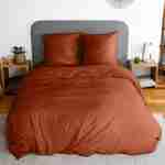 Bettwäsche-Set aus vorgewaschener Mikrofaser in terrakotta 260 x 240 cm für Doppelbetten, 1 Bettbezug und 2 Kissenbezüge Photo1