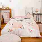 Parure de lit réversible 1 place imprimé princesse et oiseaux en polycoton, 1 housse de couette et 1 oreiller Photo1
