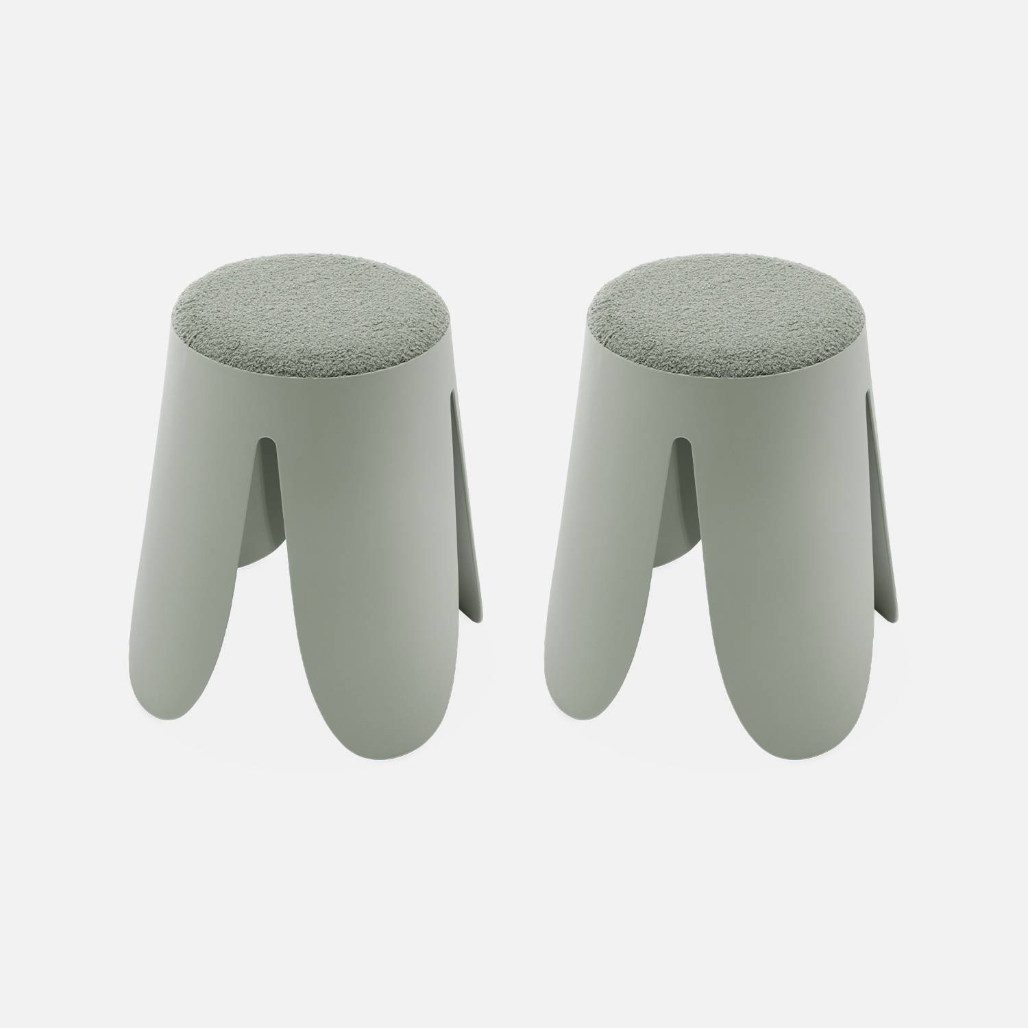  Conjunto de 2 taburetes apilables, asiento texturadoa | sweeek