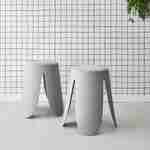 Set di 2 sgabelli impilabili, grigio chiaro, fibbia testurizzata, NIKI, Ø30 / 44 x H46cm Photo1