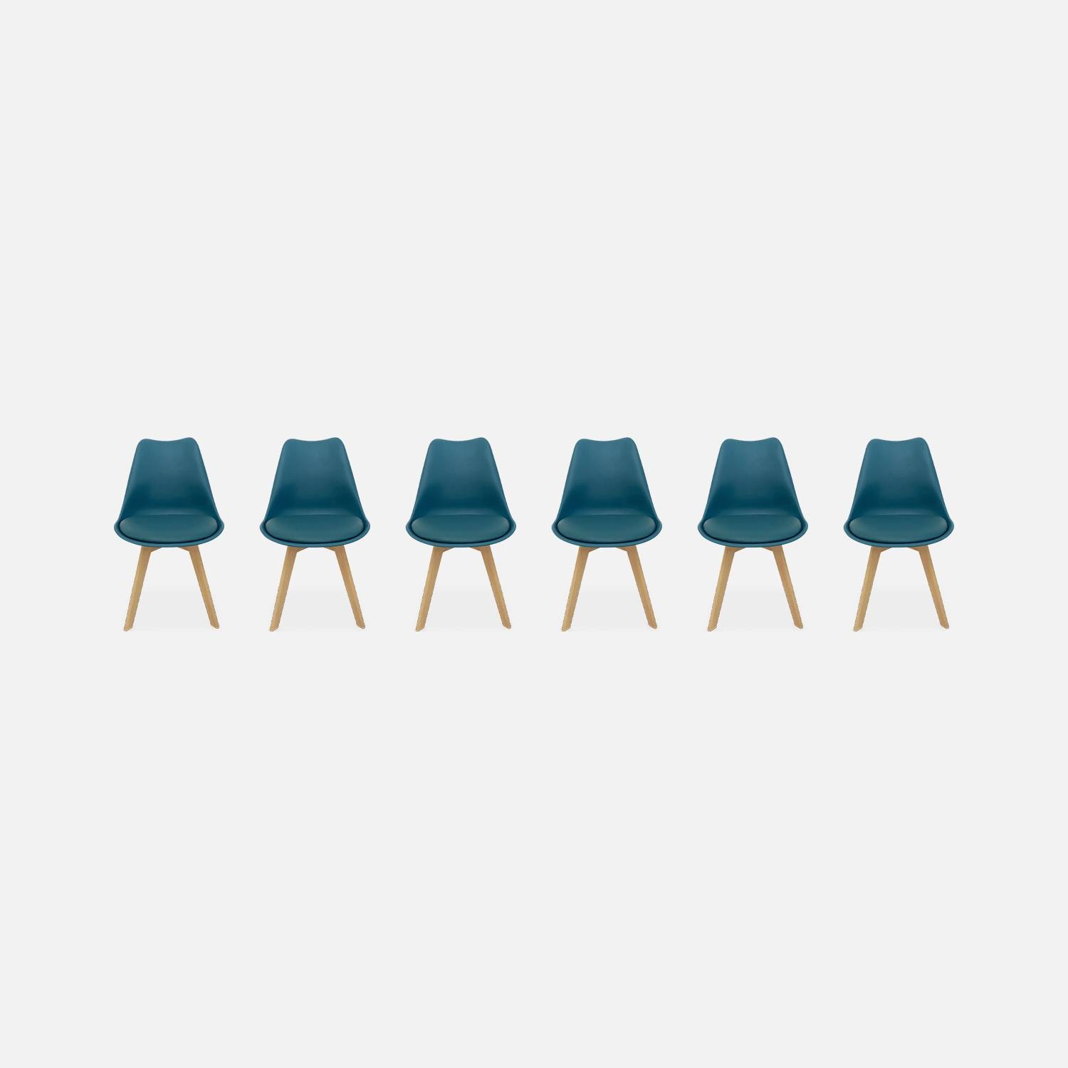 Lot de 6 chaises scandinaves bleu canard  | sweeek