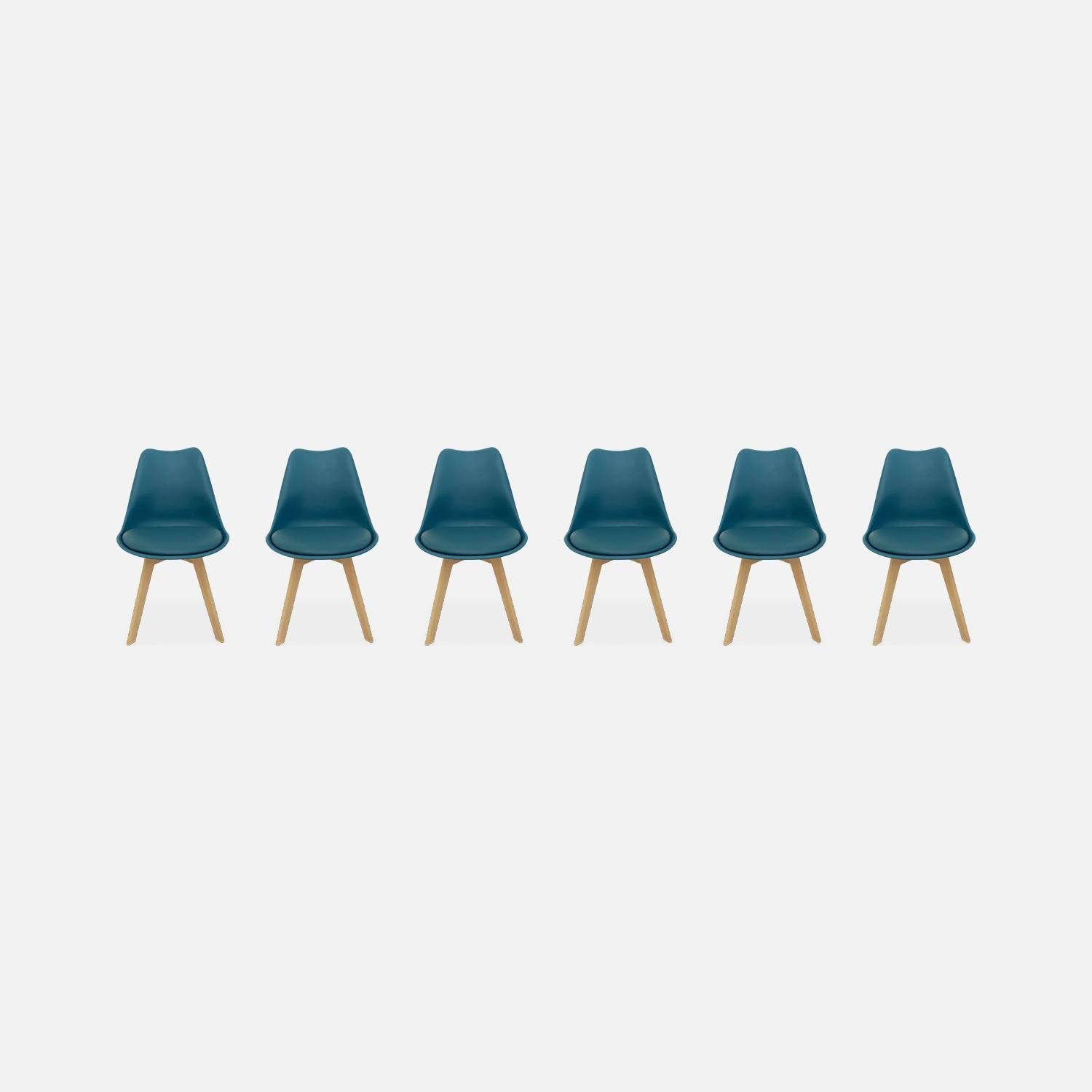 Lot de 6 chaises scandinaves bleu canard