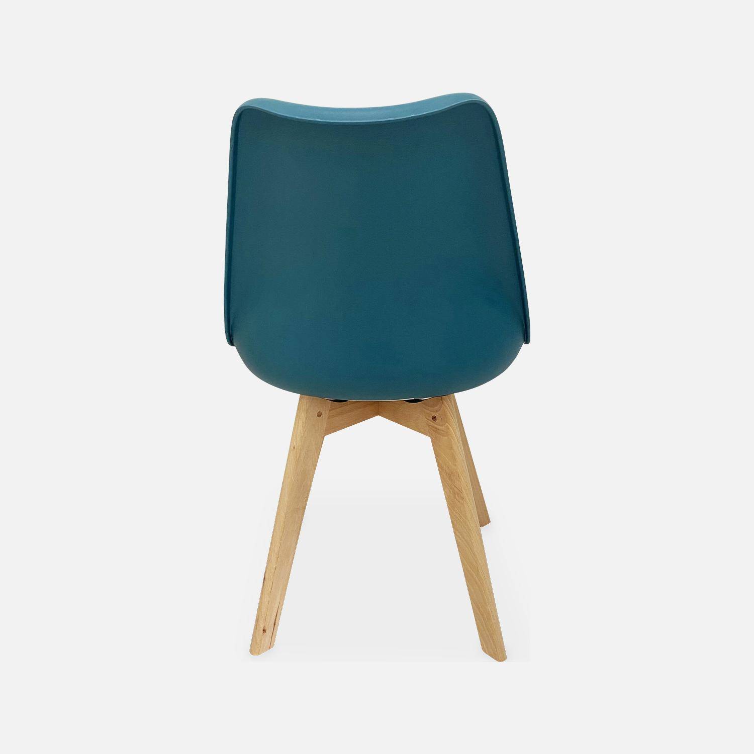 Lot de 6 chaises scandinaves, pieds bois de hêtre, chaises 1 place, bleu canard Photo7