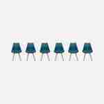Lot de 6 chaises scandinaves, pieds bois de hêtre, chaises 1 place, bleu canard Photo3