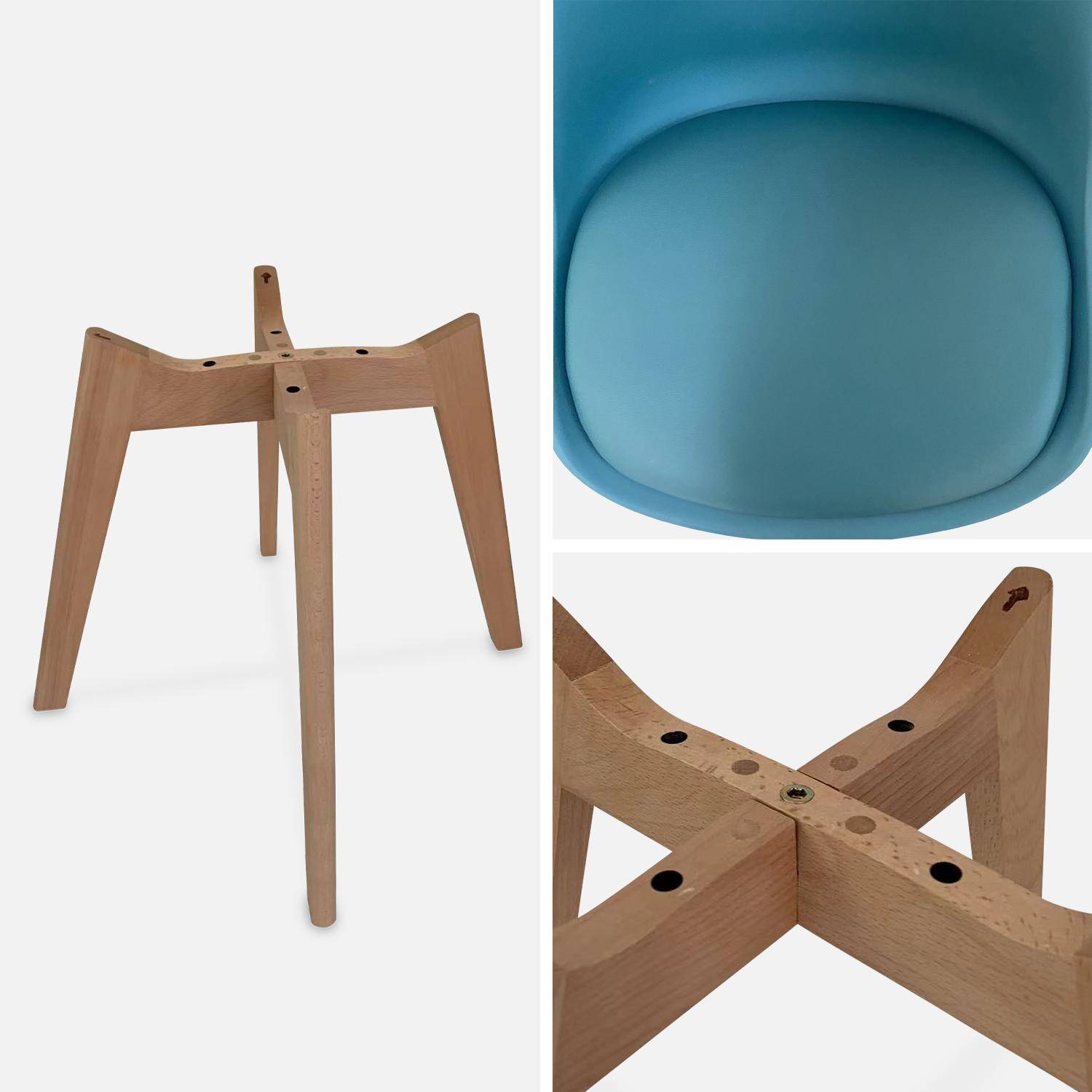 Lot de 6 chaises scandinaves, pieds bois de hêtre, chaises 1 place, bleu canard Photo8