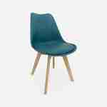 Lot de 6 chaises scandinaves, pieds bois de hêtre, chaises 1 place, bleu canard Photo4