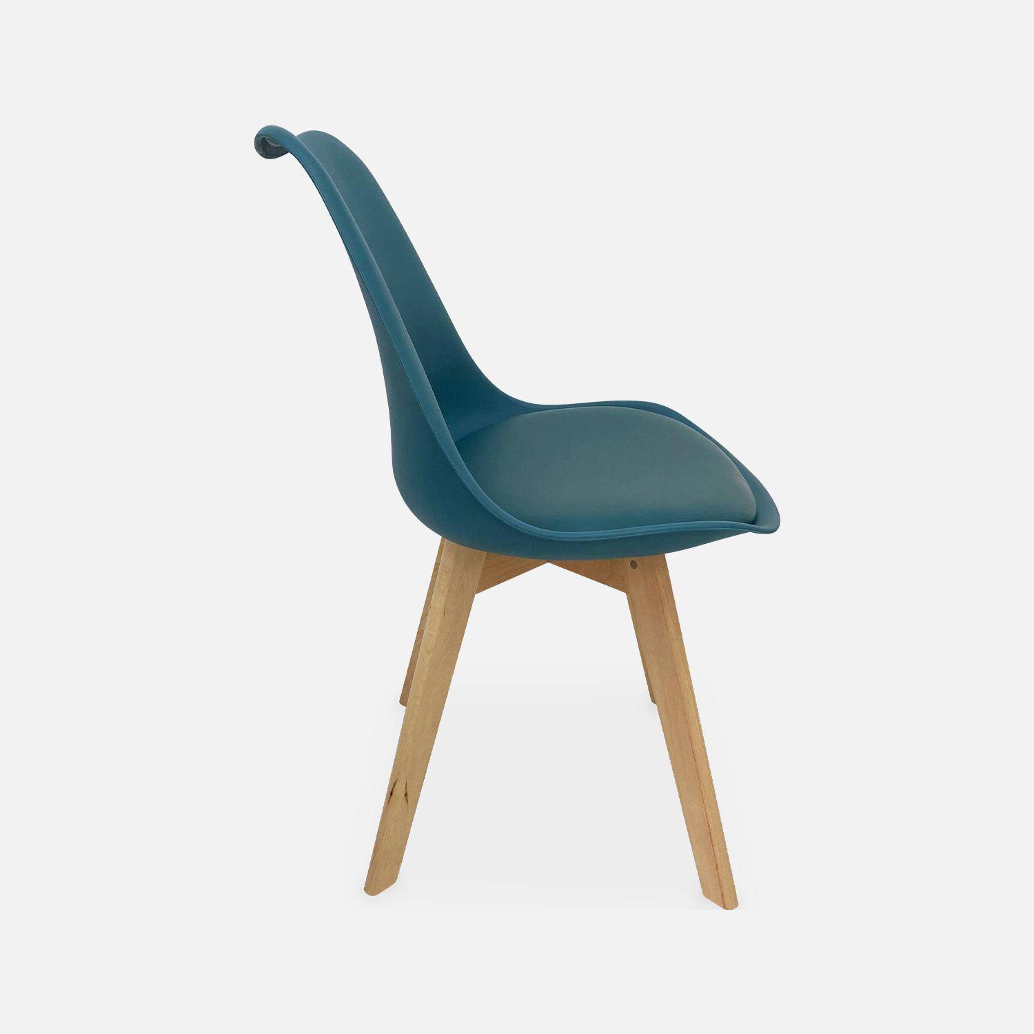 Lot de 6 chaises scandinaves, pieds bois de hêtre, chaises 1 place, bleu canard Photo6