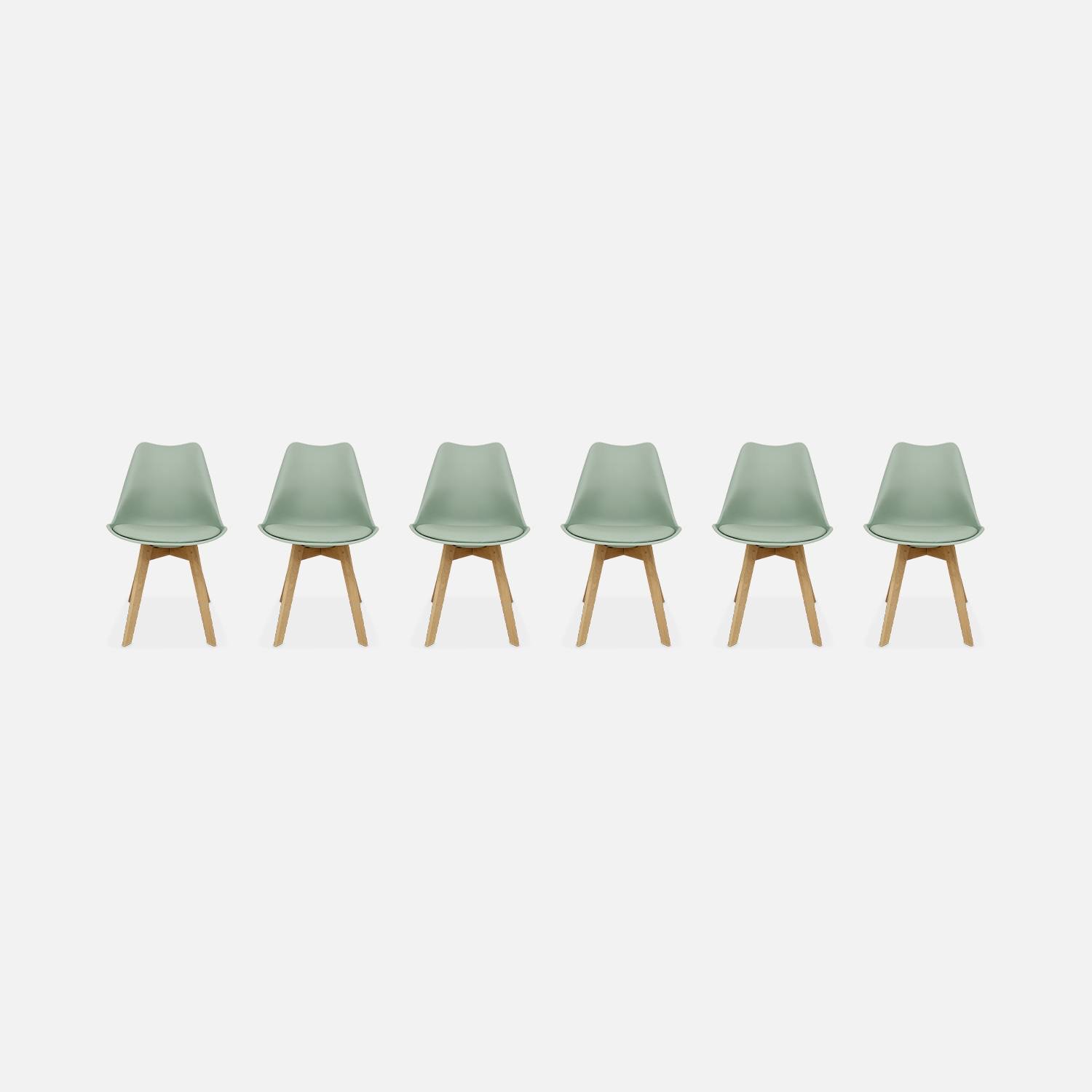 6er Set Skandinavische Stühle Nils, blaßgrün, Beine aus Buchenholz, 1 Sitzplatz | sweeek