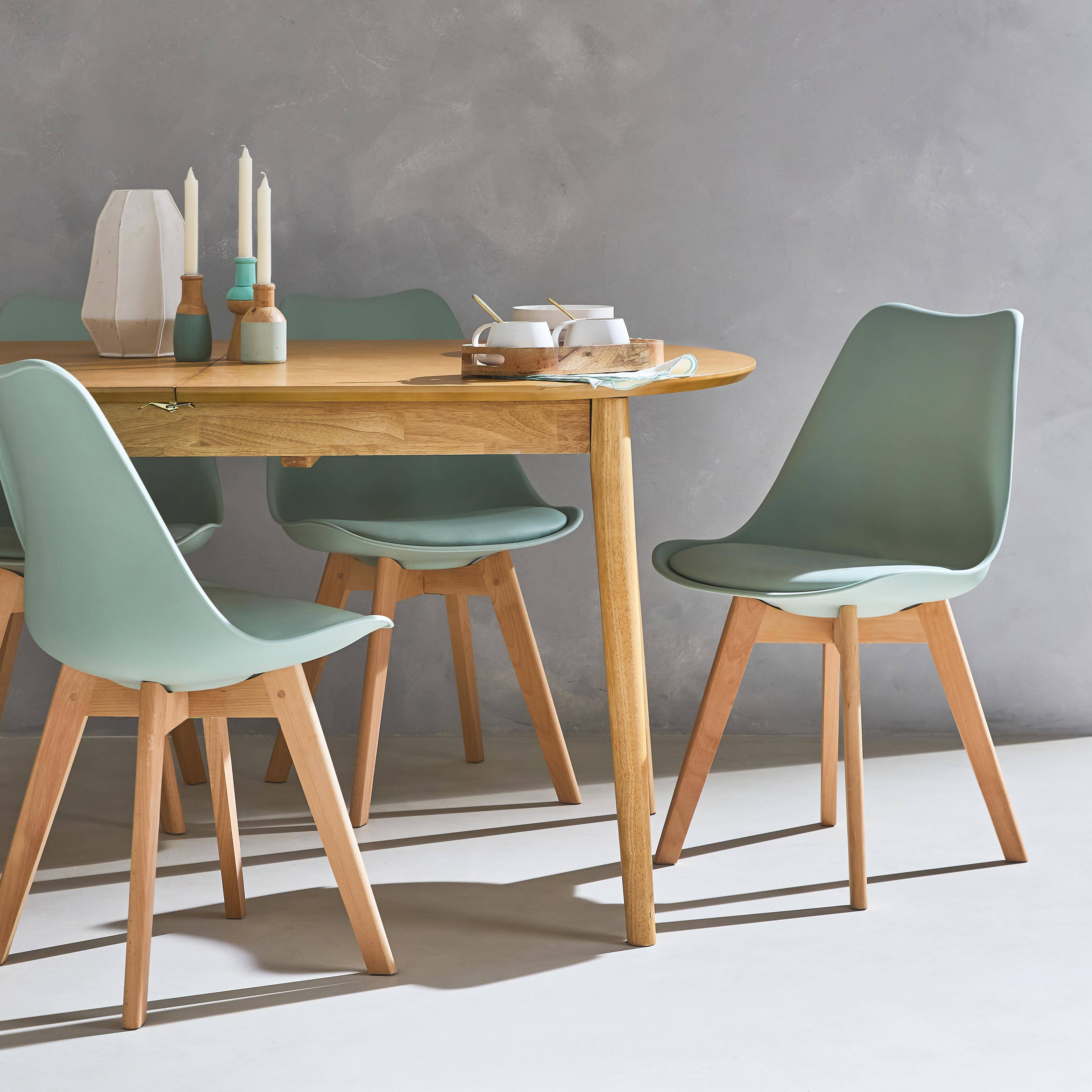Set van 6 Scandinavische stoelen, beukenhouten poten, 1-zits, celadon groen Photo2
