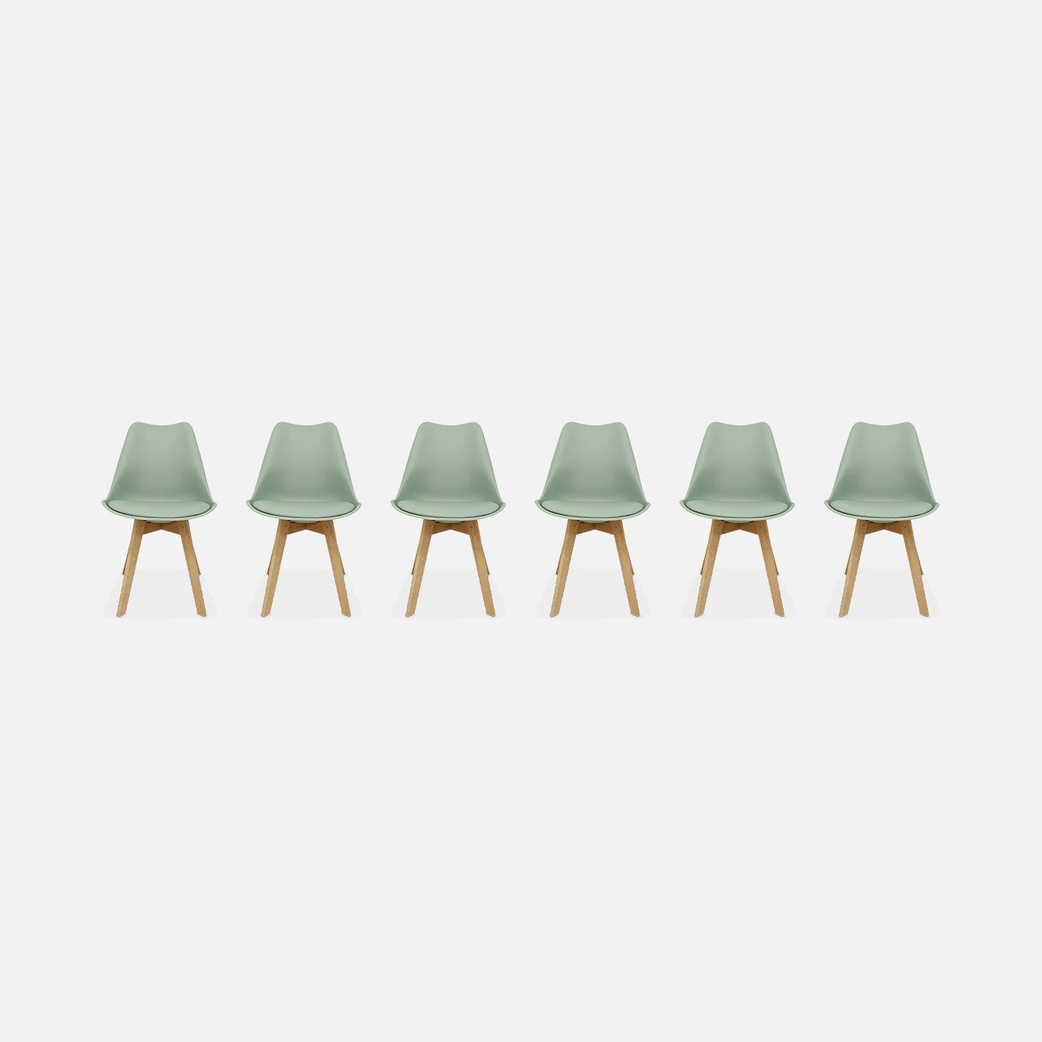 Set van 6 Scandinavische stoelen, beukenhouten poten, 1-zits, celadon groen Photo3