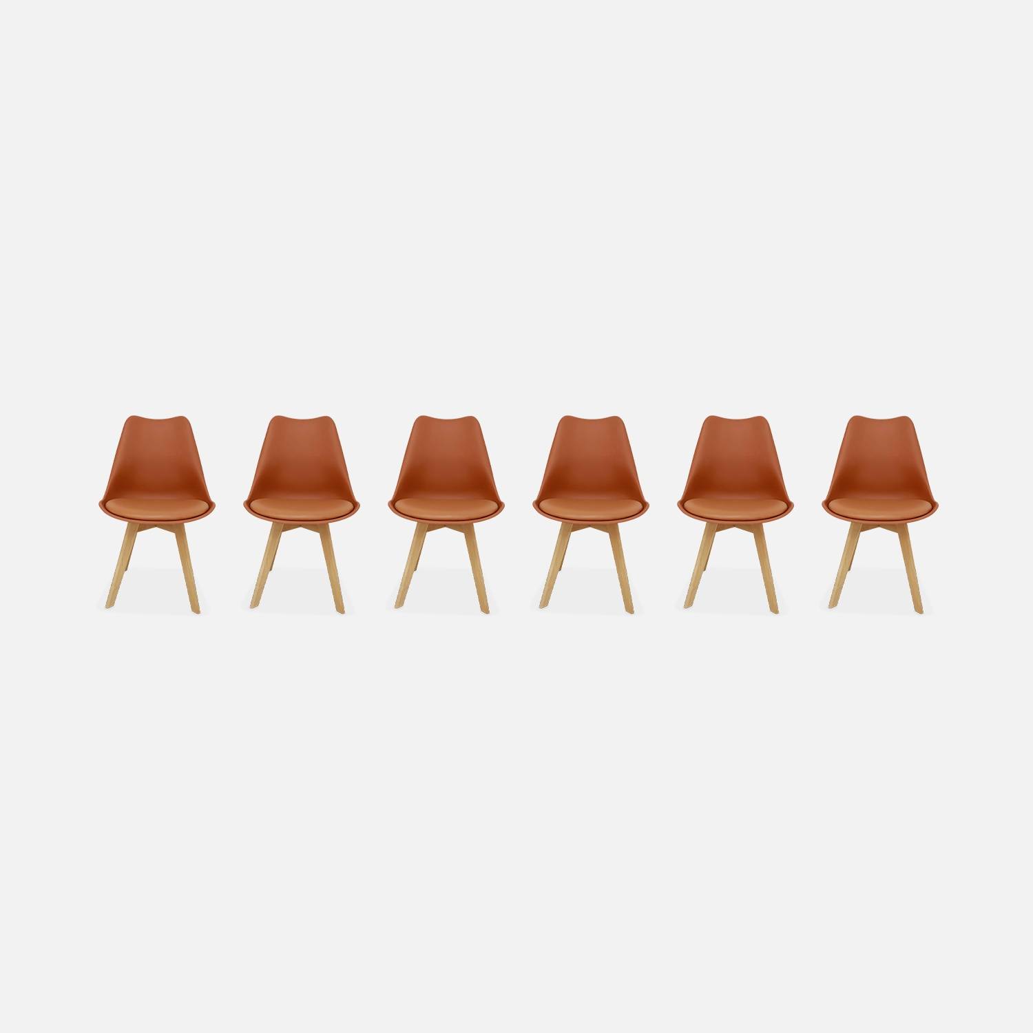 6er Set Skandinavische Stühle Nils, terracottafarben, Beine aus Buchenholz, 1 Sitzplatz | sweeek