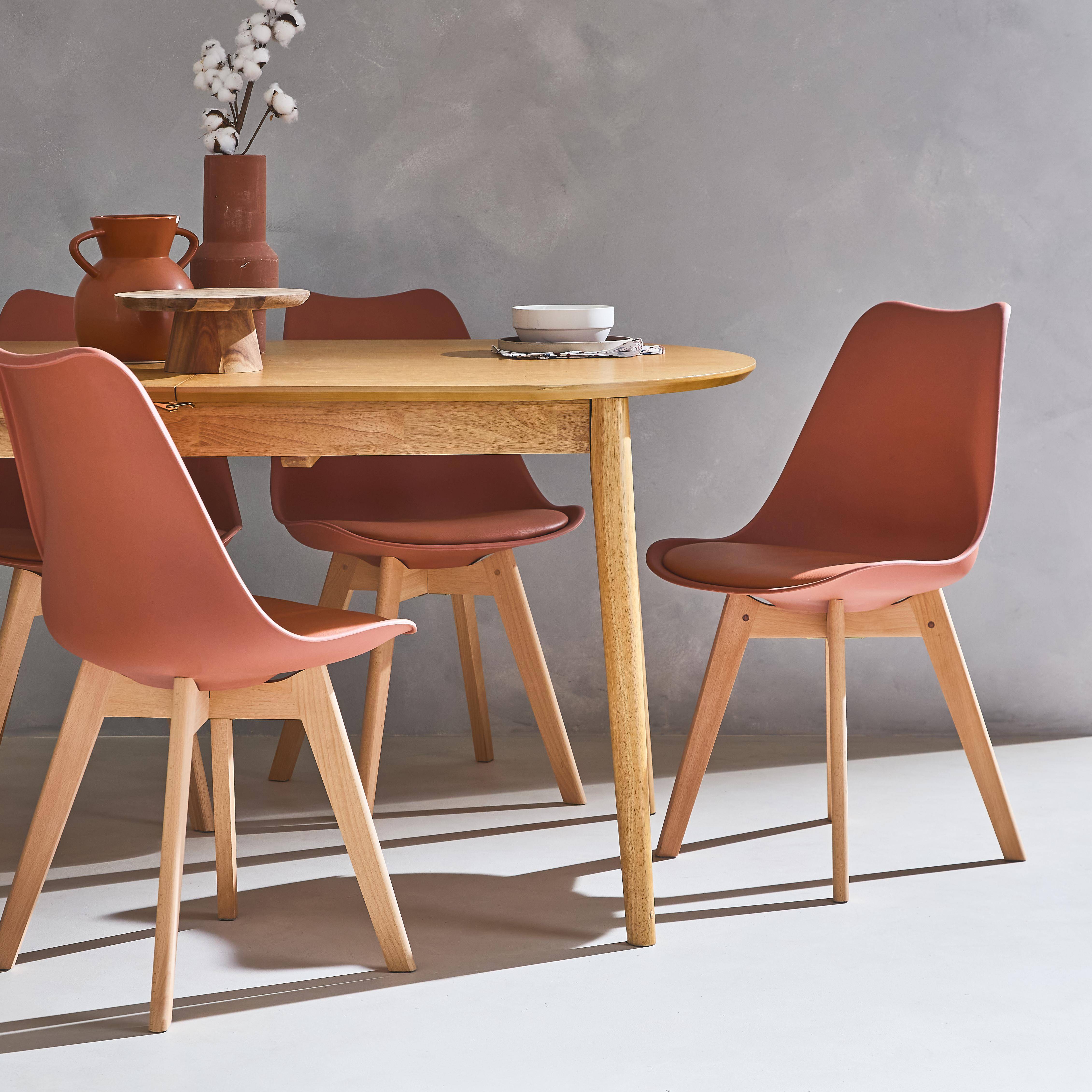 Set van 6 Scandinavische stoelen, beukenhouten poten, 1-zits, terracotta Photo3