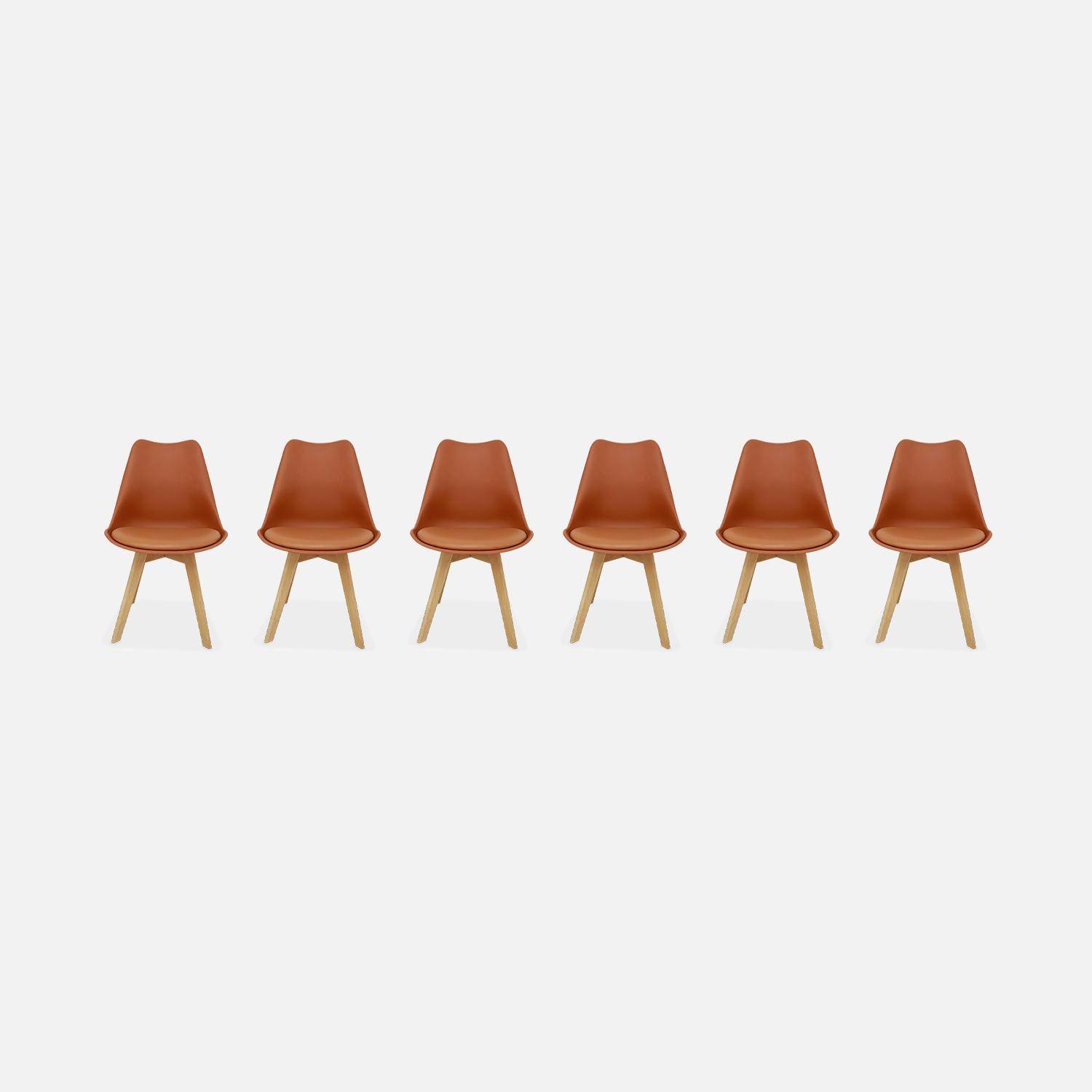 Set van 6 Scandinavische stoelen, beukenhouten poten, 1-zits, terracotta Photo4