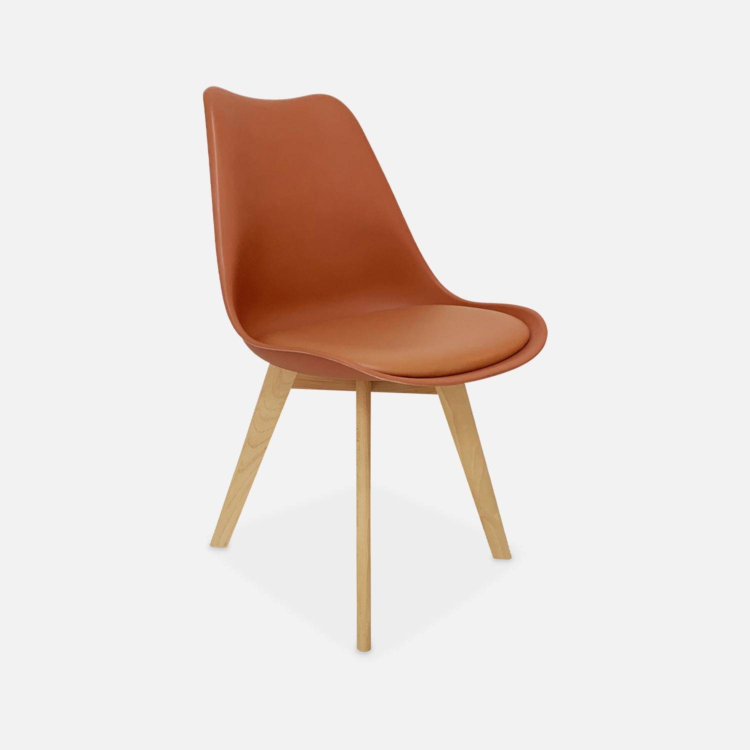 Set van 6 Scandinavische stoelen, beukenhouten poten, 1-zits, terracotta,sweeek,Photo4