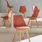 Set van 6 Scandinavische stoelen, beukenhouten poten, 1-zits, terracotta Photo1