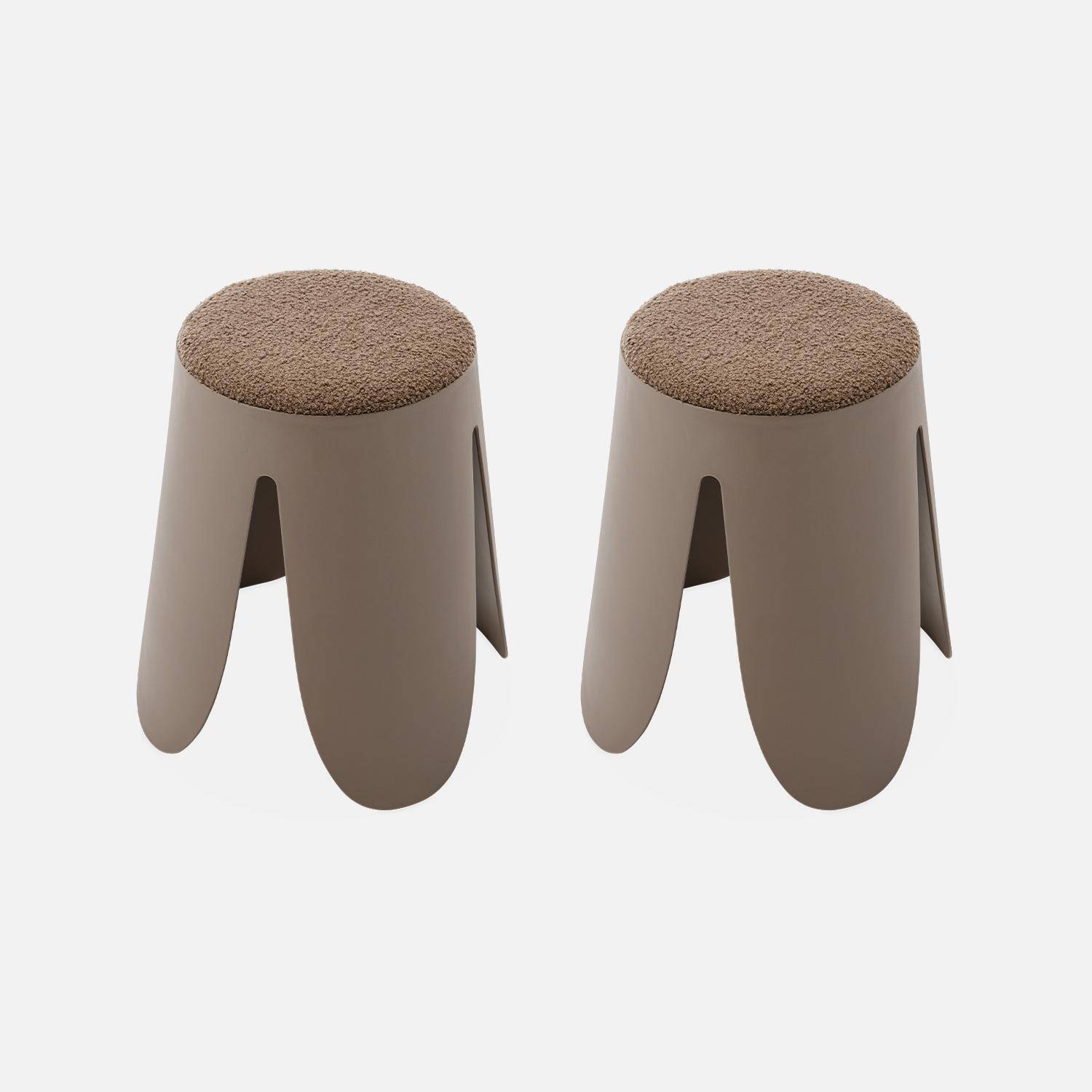 Juego de 2 taburetes apilables de madera, taburete redondo apilable  creativo, sillas de comedor modernas con agujeros con tapetes  antideslizantes