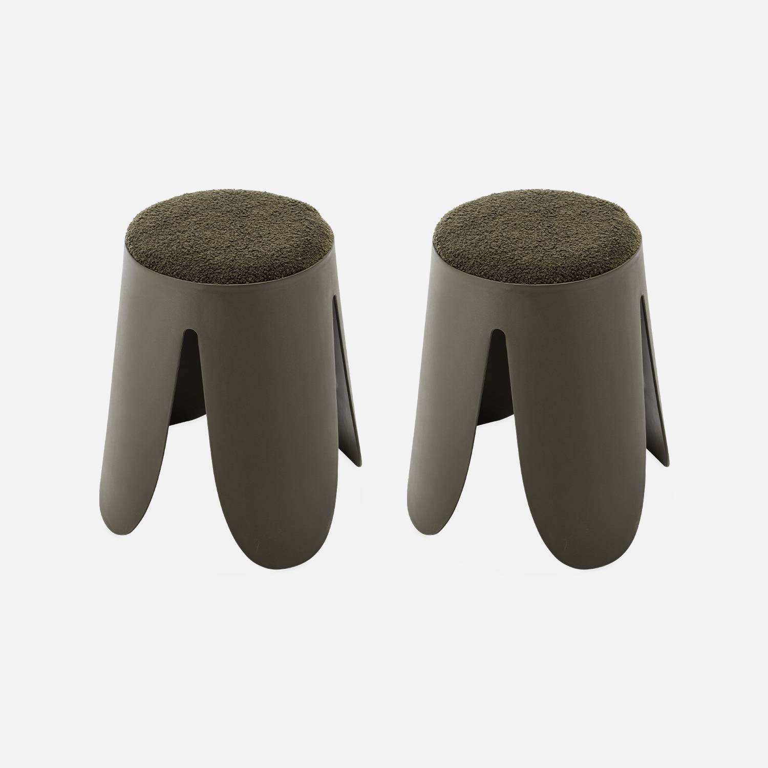  Conjunto de 2 taburetes apilables, asiento texturado | sweeek