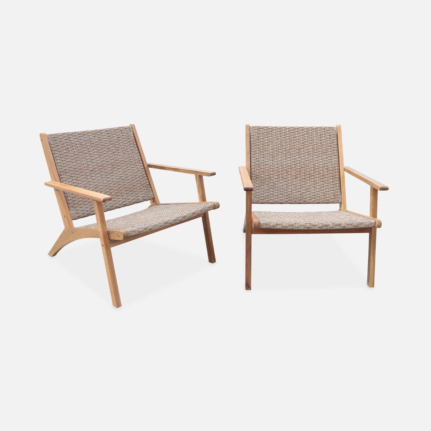 Set of 2 accent chairs in acacia wood and resin, natural, 62x78x67 cm Photo4
