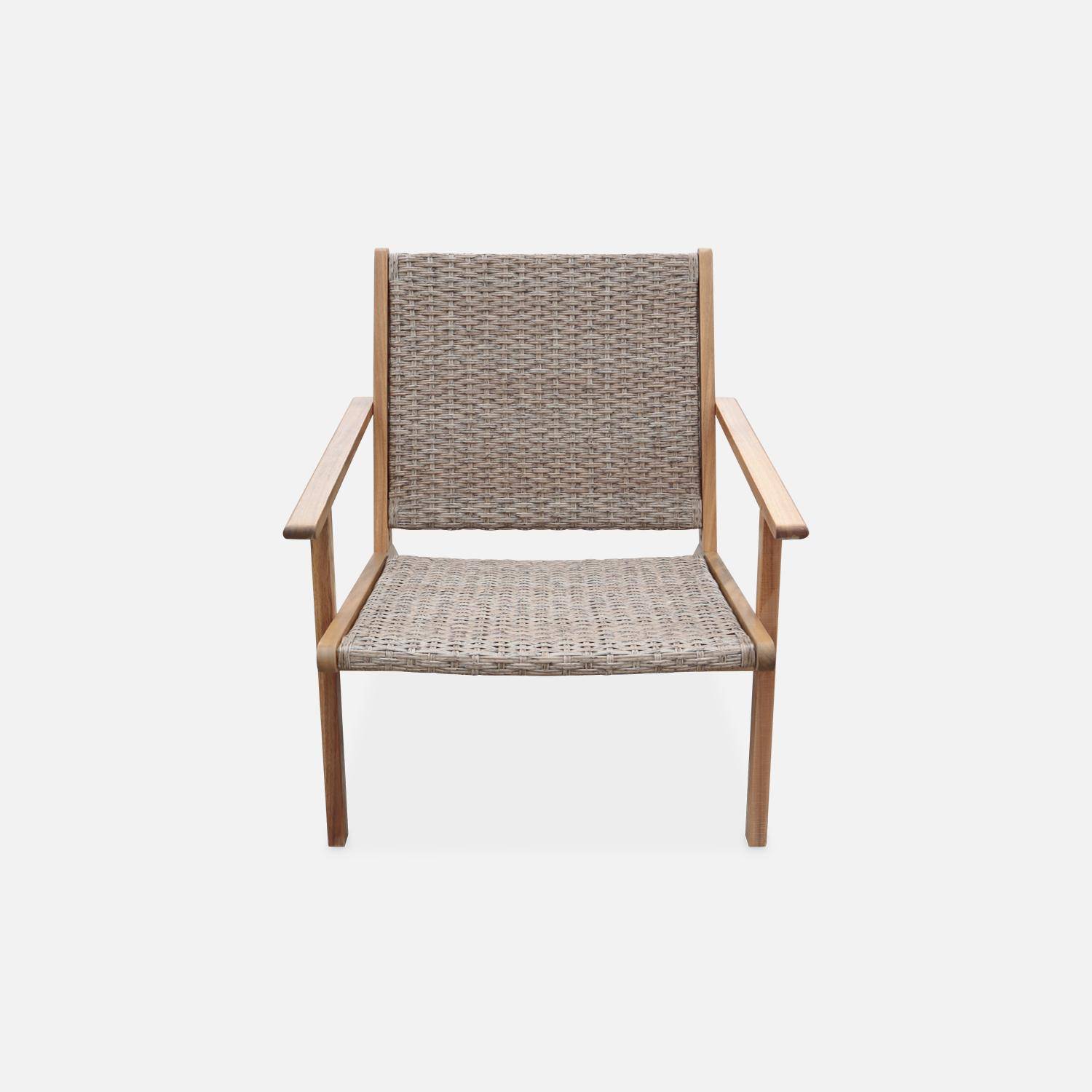Conjunto de 2 cadeiras reclináveis em madeira e resina com efeito mulch 62 x 78 x 67 cm Photo5