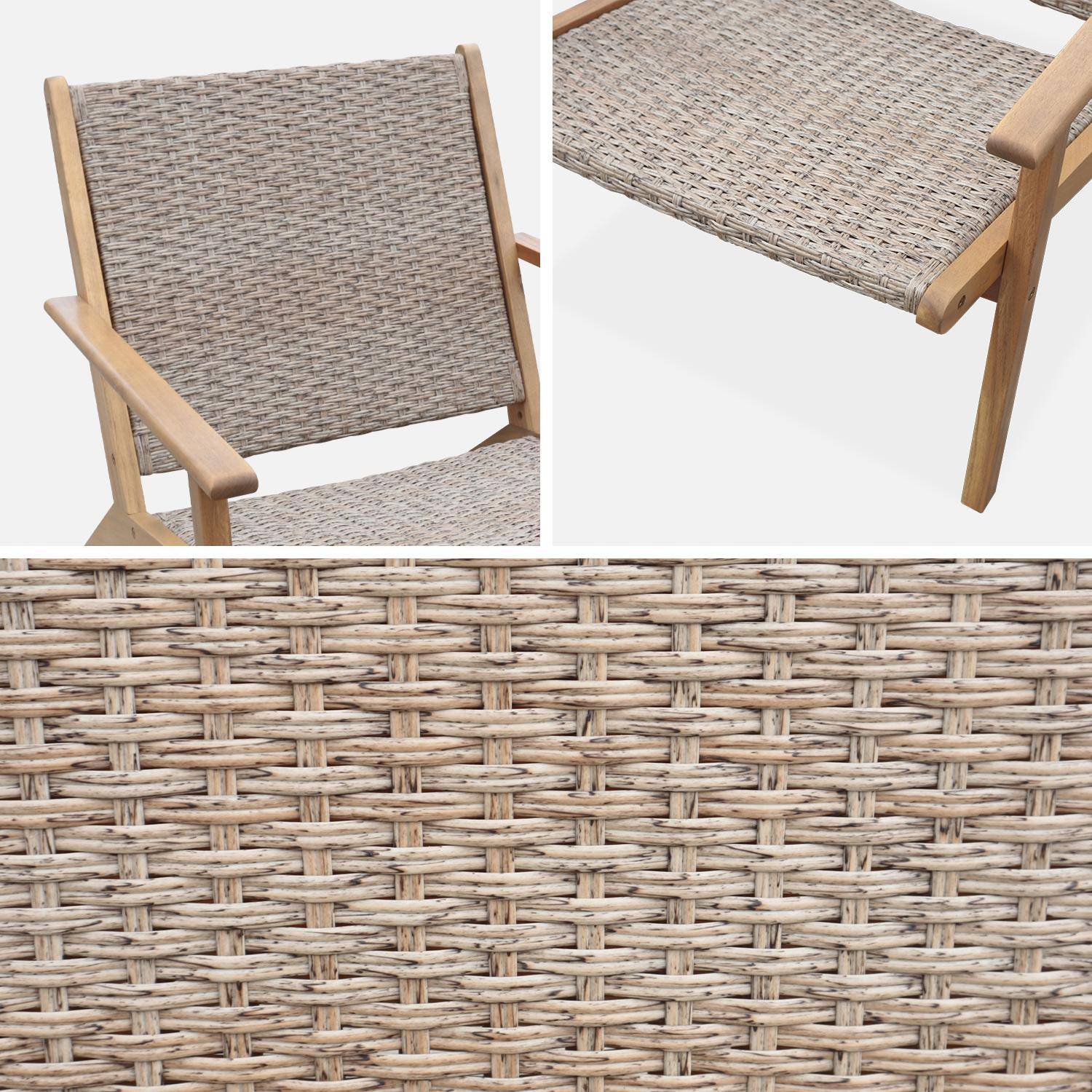 Sillón reclinable de madera de acacia FSC y resina, respaldo y asiento efecto mantillo, 62 x 78 x 67 cm  Photo6