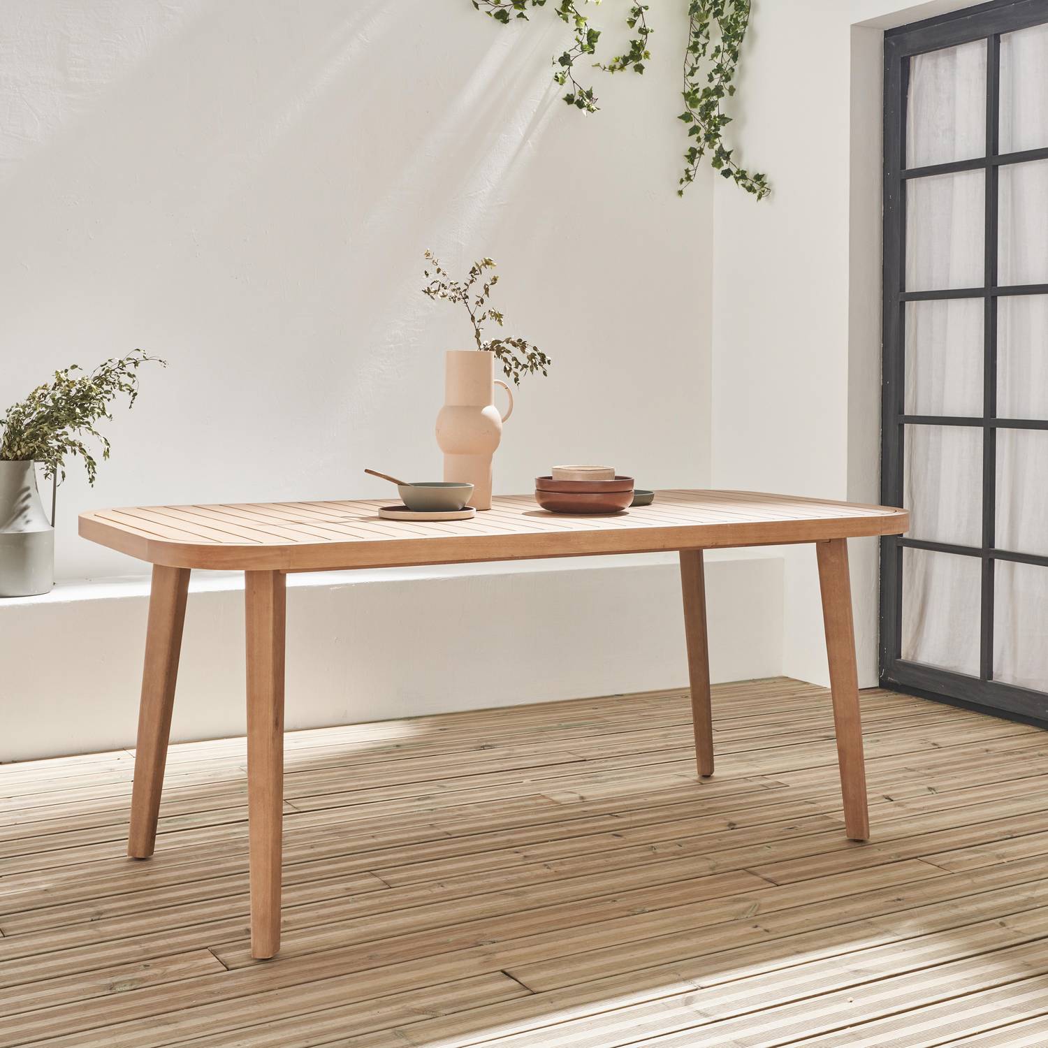 Table de jardin en bois d'eucalyptus FSC, 6 places intérieur / extérieur  Photo2