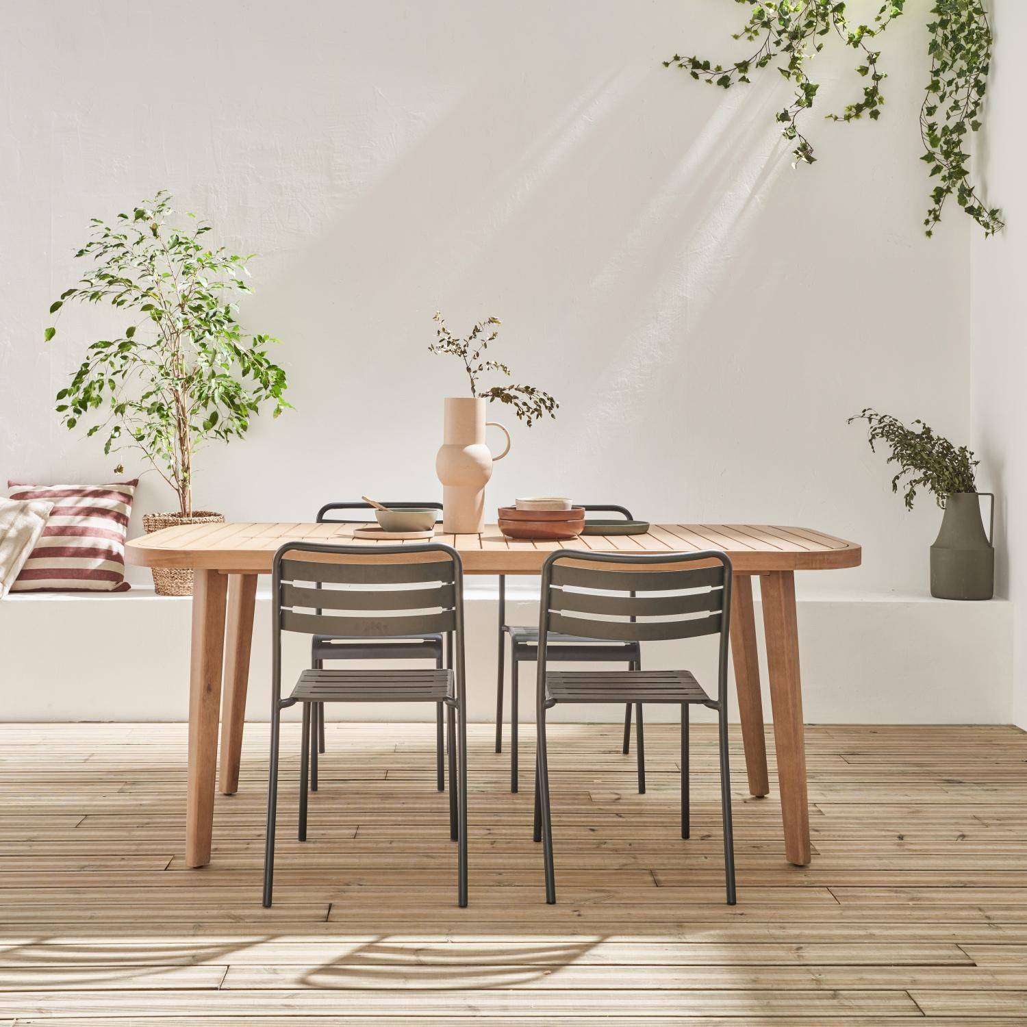 Gartentisch 180 cm aus-Eukalyptusholz, 6 Personen, für innen / außen - Osorno Photo5