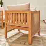 Set di mobili da giardino ALCIRA a 4 posti in legno di acacia e corde beige con cuscini beige, 1 divano a 2 posti + 2 poltrone + 1 tavolino da caffè Photo5