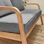 salon de jardin en bois d'acacia FSC 4 places gris CARNOTA, coussins déhoussables, 2 fauteuils, 1 canapé 2 places et 1 table Photo3