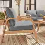 salon de jardin en bois d'acacia FSC 4 places gris CARNOTA, coussins déhoussables, 2 fauteuils, 1 canapé 2 places et 1 table Photo2