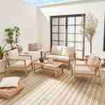 Conjunto de muebles de jardín en madera de acacia FSC y cuerdas beige, 4 plazas,  Photo1