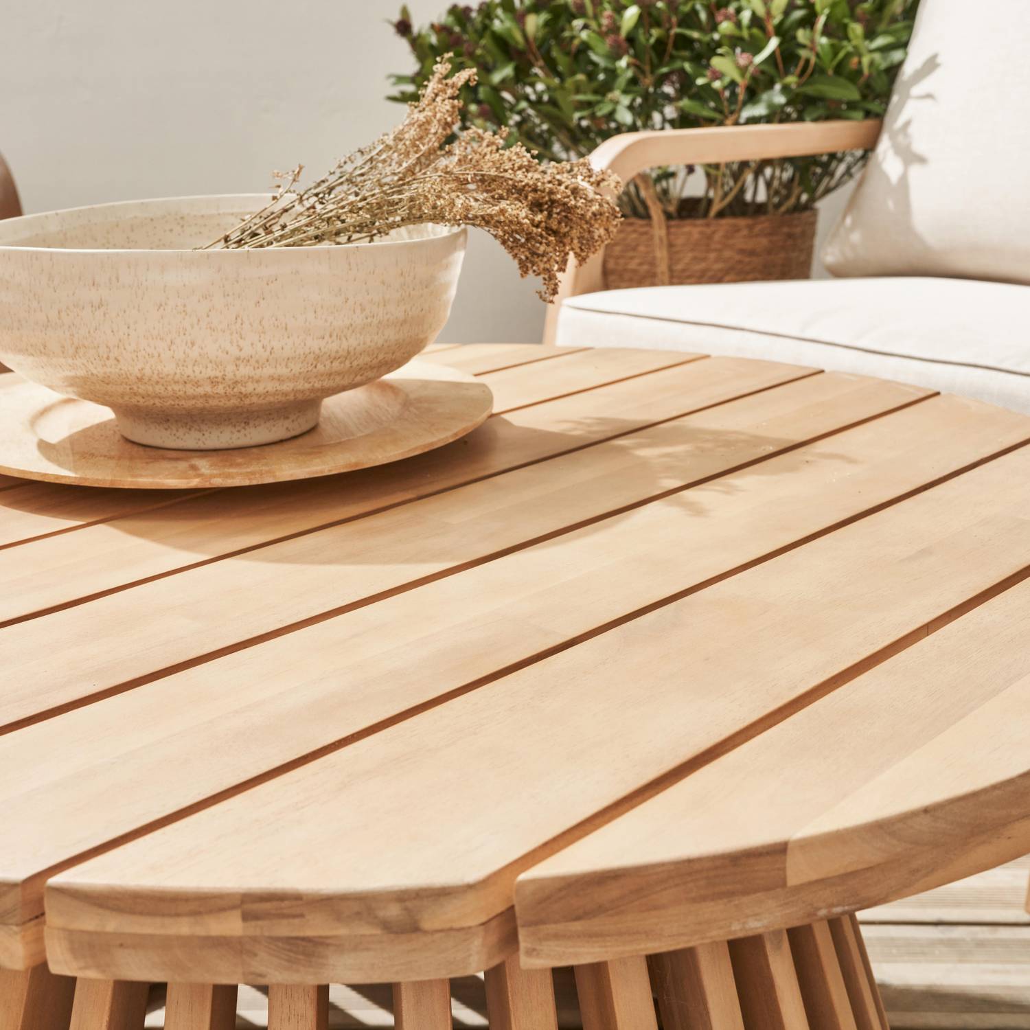 Table basse de jardin ronde en bois d'acacia, intérieur/extérieur Ø80cm Photo4