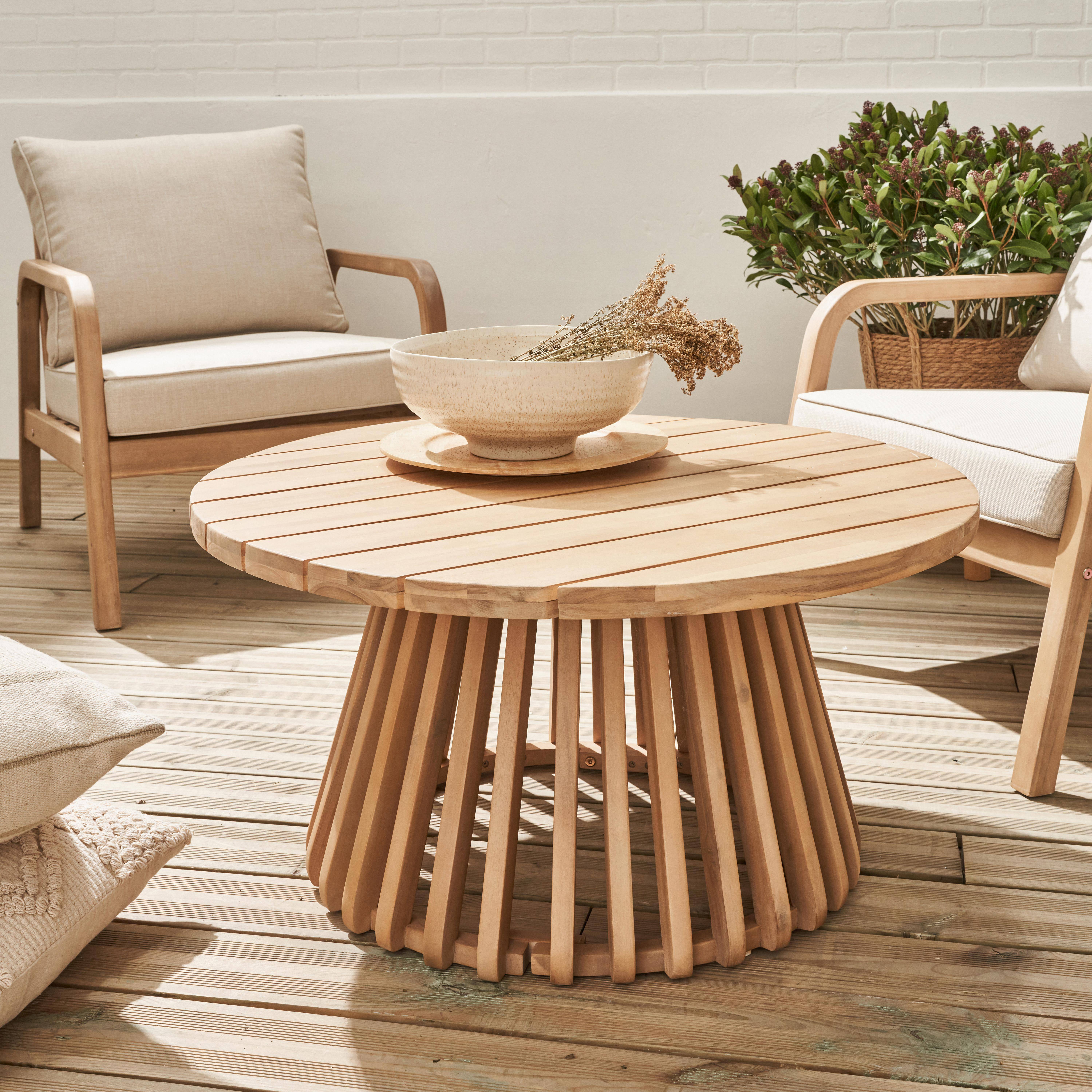 Tavolino da giardino in legno di acacia, interno/esterno Ø80cm,sweeek,Photo1