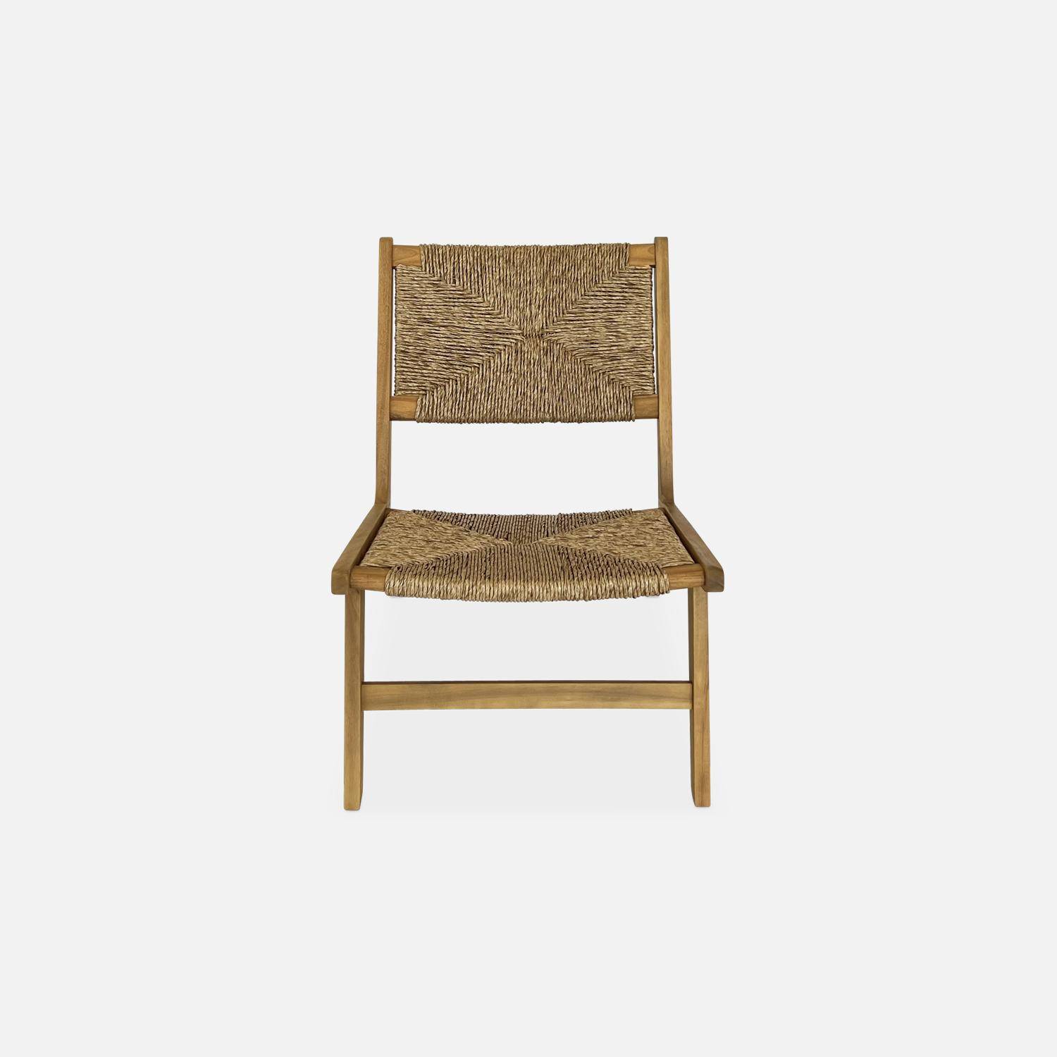 Conjunto de 2 cadeiras reclináveis de jardim em madeira e resina com efeito de palha, para interior/exterior Photo6