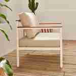Salon de jardin 4 places, Arnedo, châssis blanc, coussins beiges, aluminium et bois d'acacia FSC Photo3