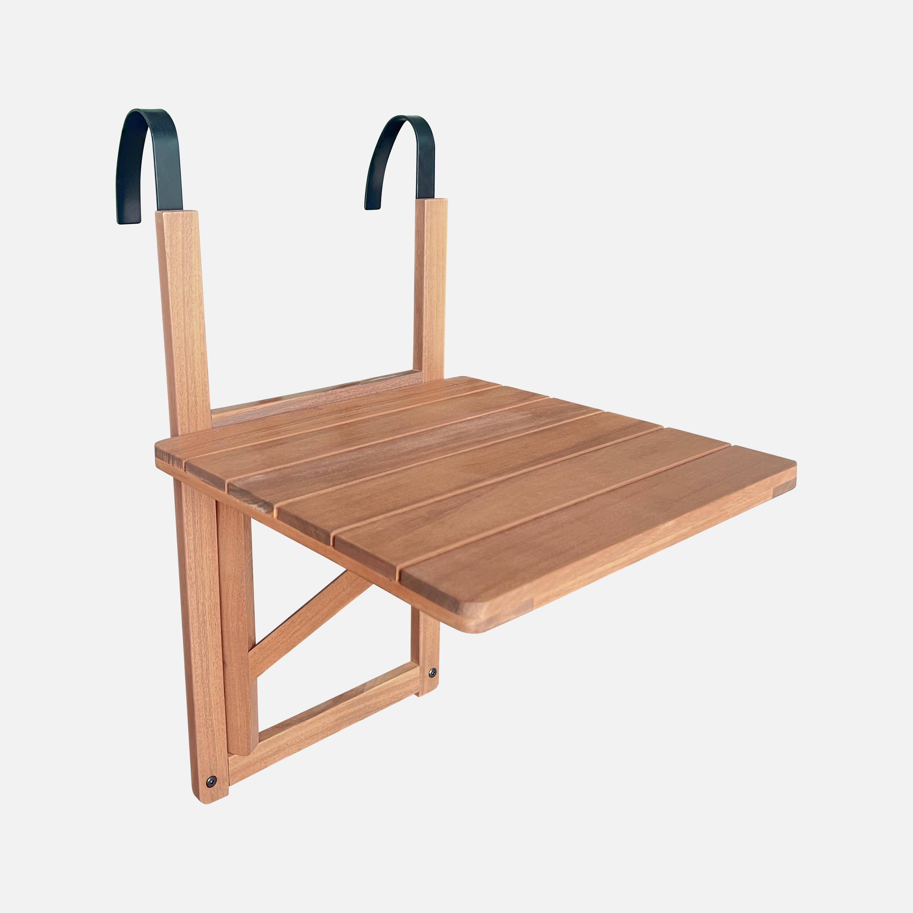 Table d'appoint en bois pour balcon, carrée, rabattable, hauteur ajustable ,sweeek,Photo4