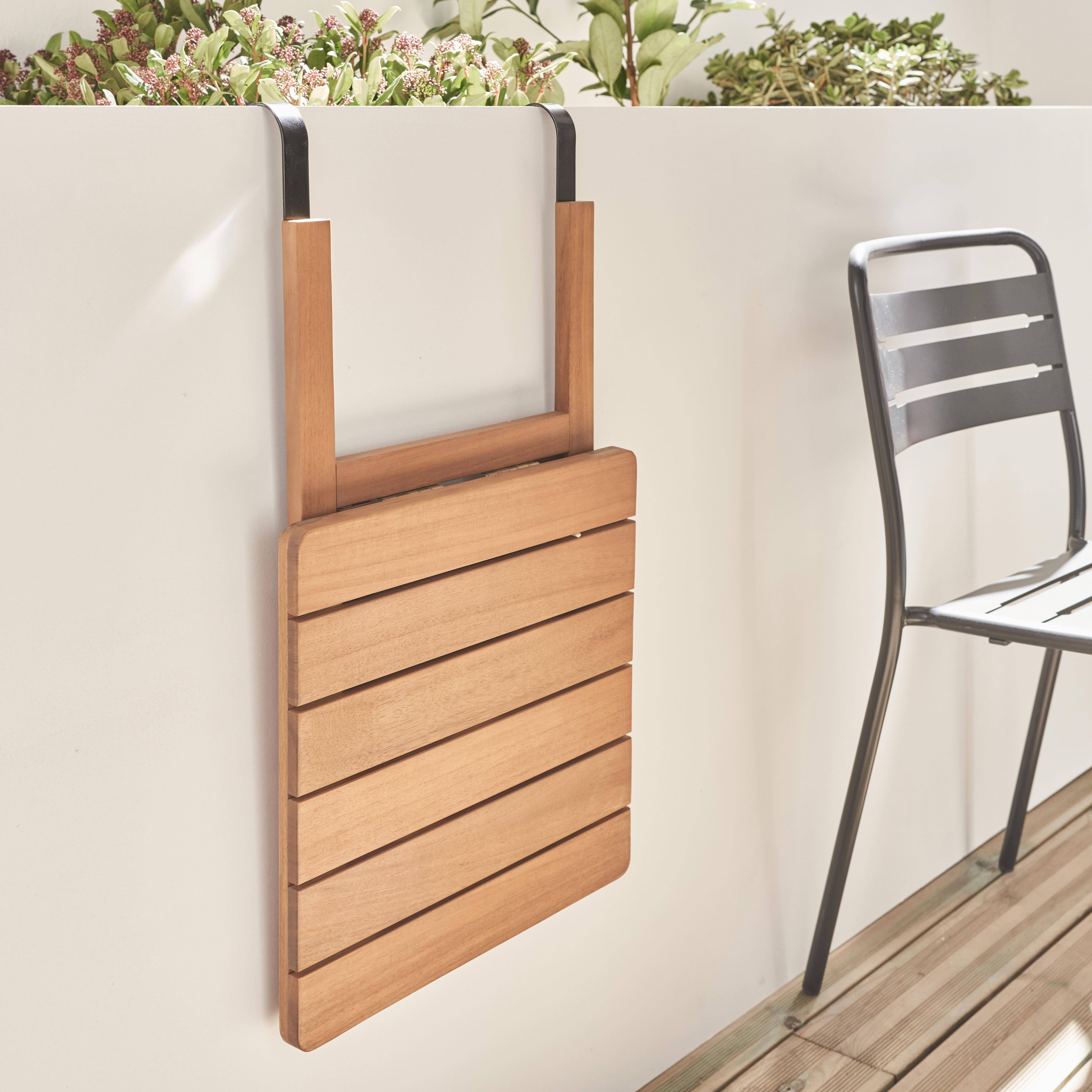 Table d'appoint en bois pour balcon, carrée, rabattable, hauteur ajustable  Photo2
