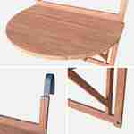 Mesa auxiliar de madera para balcón, semirredonda, plegable, regulable en altura Photo5