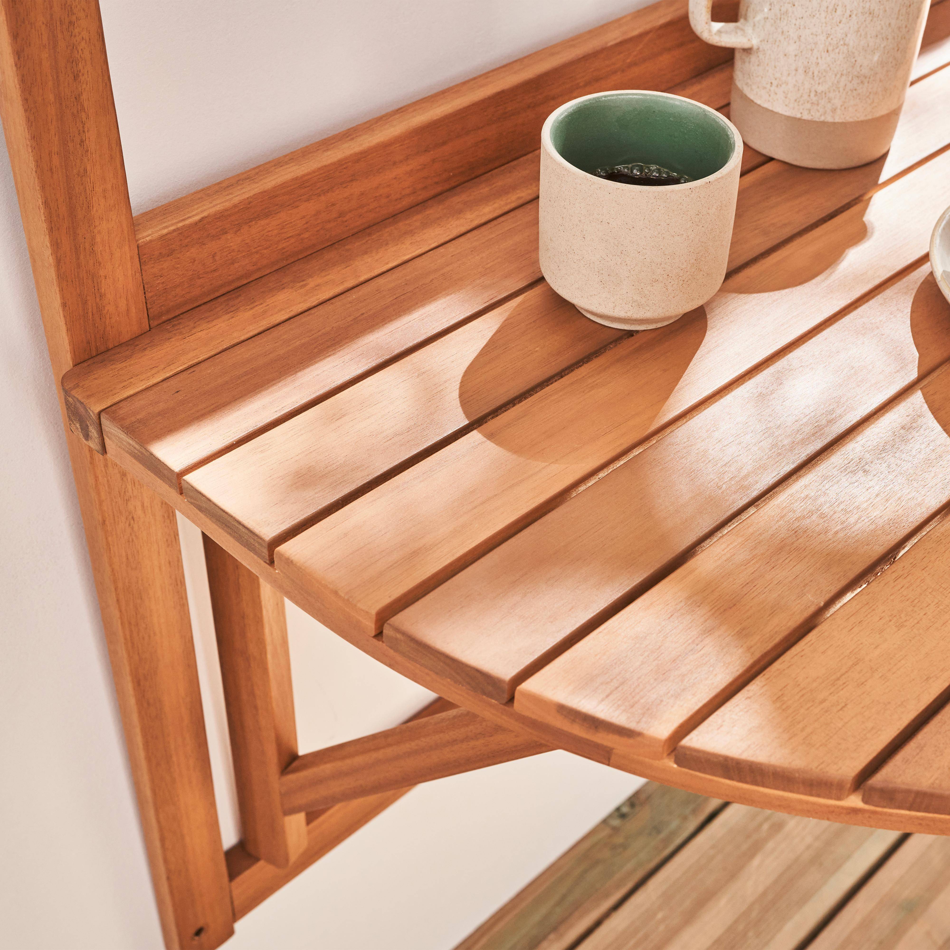 Table d'appoint en bois pour balcon, semi-arrondie, rabattable, hauteur ajustable  Photo3